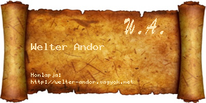 Welter Andor névjegykártya